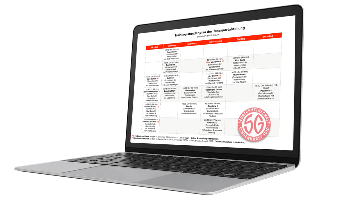 Aktueller Trainingsplan auf einem Laptop